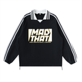 MAD THAT TITLECARD Striped Lapel Sweatshirt Dark